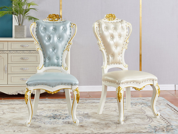 欧美式实木椅子 欧式靠背椅子现代简约凳子家用单人餐厅白色简欧美式