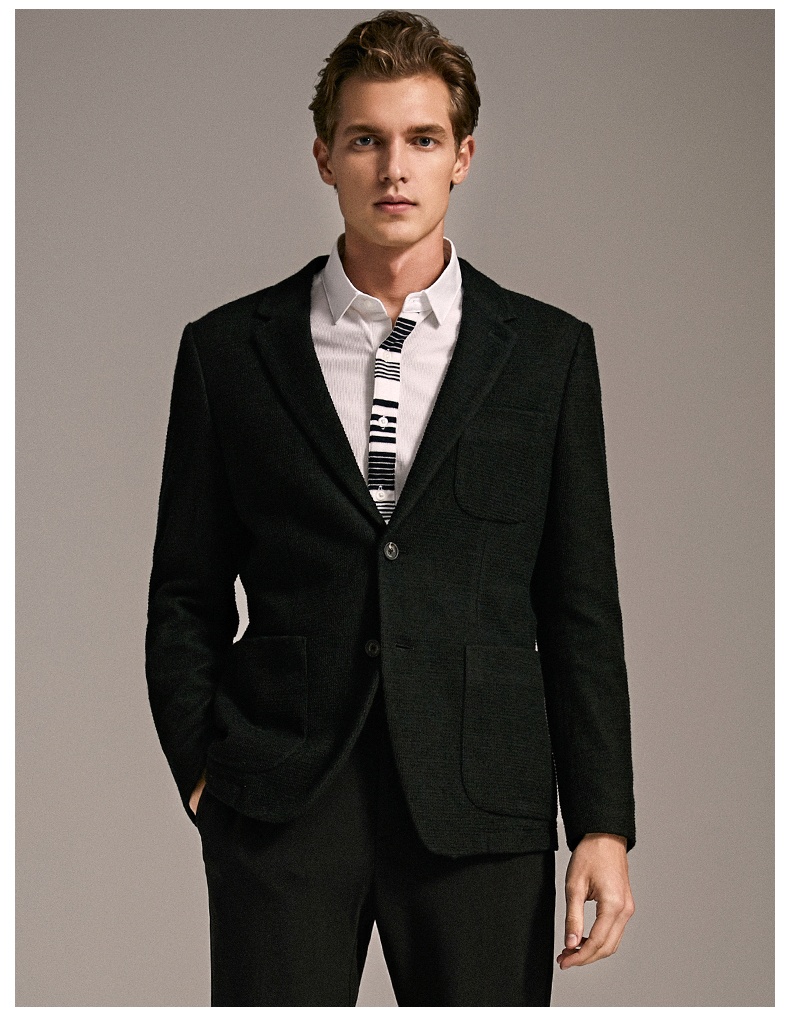 versino梵思诺男装2019新款秋季西装外套男黑色商务男士西服秋装98c