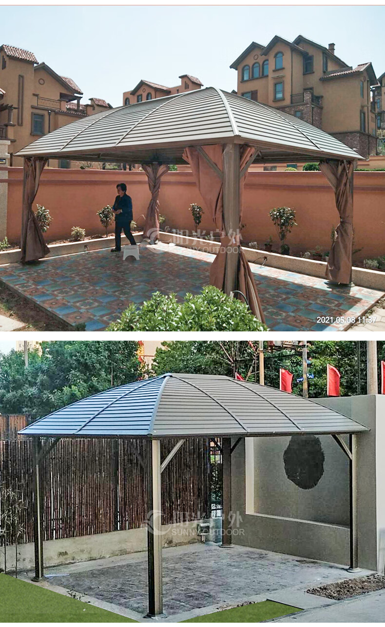 户外凉亭庭院铝合金帐篷花园室外露台遮阳棚别墅楼顶阳光房四角亭 w款