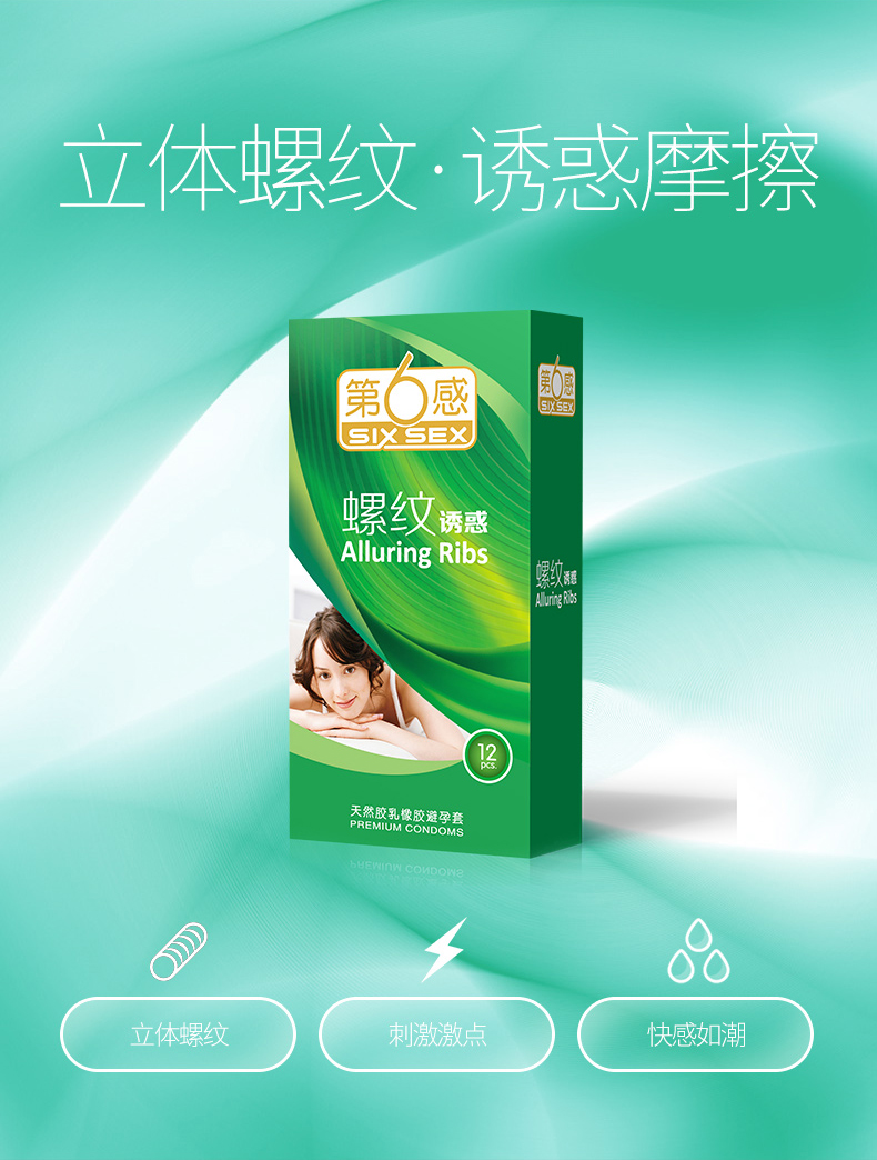 第6感避孕套 超薄光面/颗粒/螺纹/冰火(随机12只装/不接受指定)