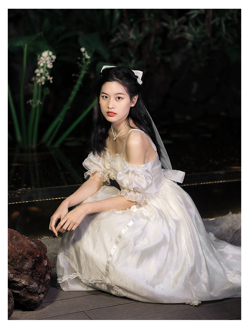 {奢侈高端}lolita轻花嫁婚纱裙子夏日常洛丽塔闺蜜礼服白色仙女连衣裙