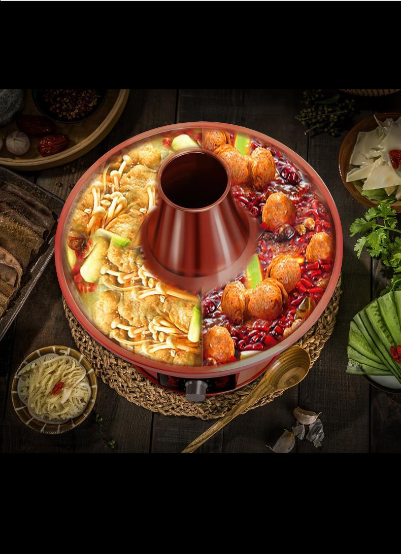 铜锅纯铜 老北京铜火锅老式特厚插电铜火锅家用纯铜插电老式电炭两用