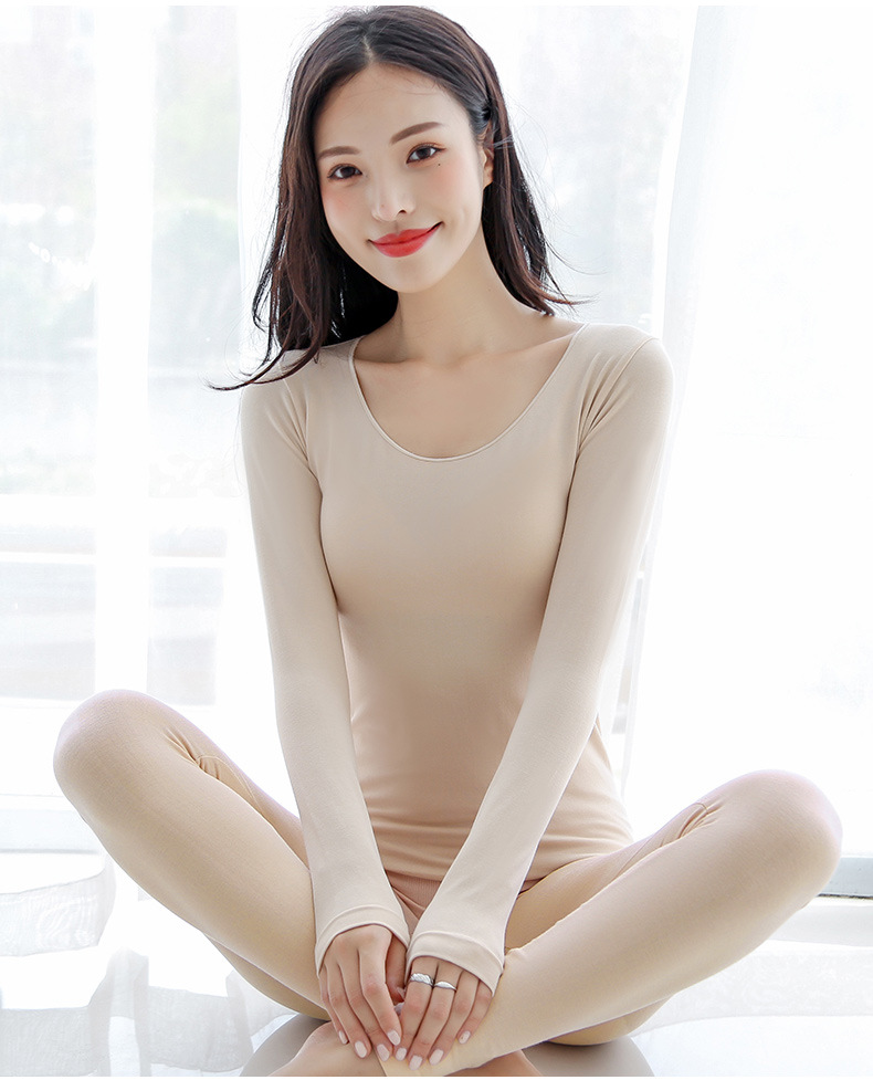 北极绒37°恒温保暖内衣女套装紧身打底薄款秋衣秋裤秋冬棉毛衫少女