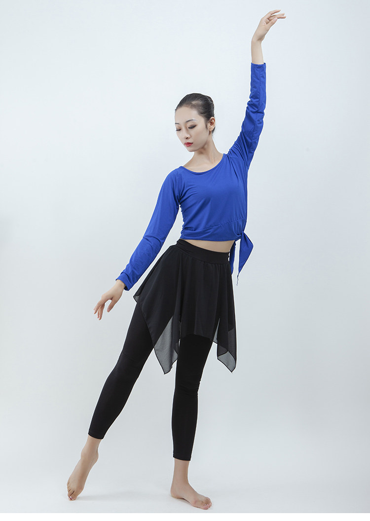 秋冬季拉丁舞服 训练服女成人黑色基本功舞蹈练功服上衣长袖 黑色长袖