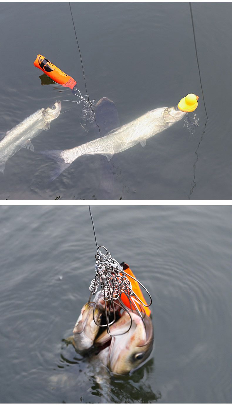 钓鱼活鱼扣路亚鱼扣鱼锁加粗锁鱼器大号大物控鱼锁鱼扣便携拴鱼绳5扣