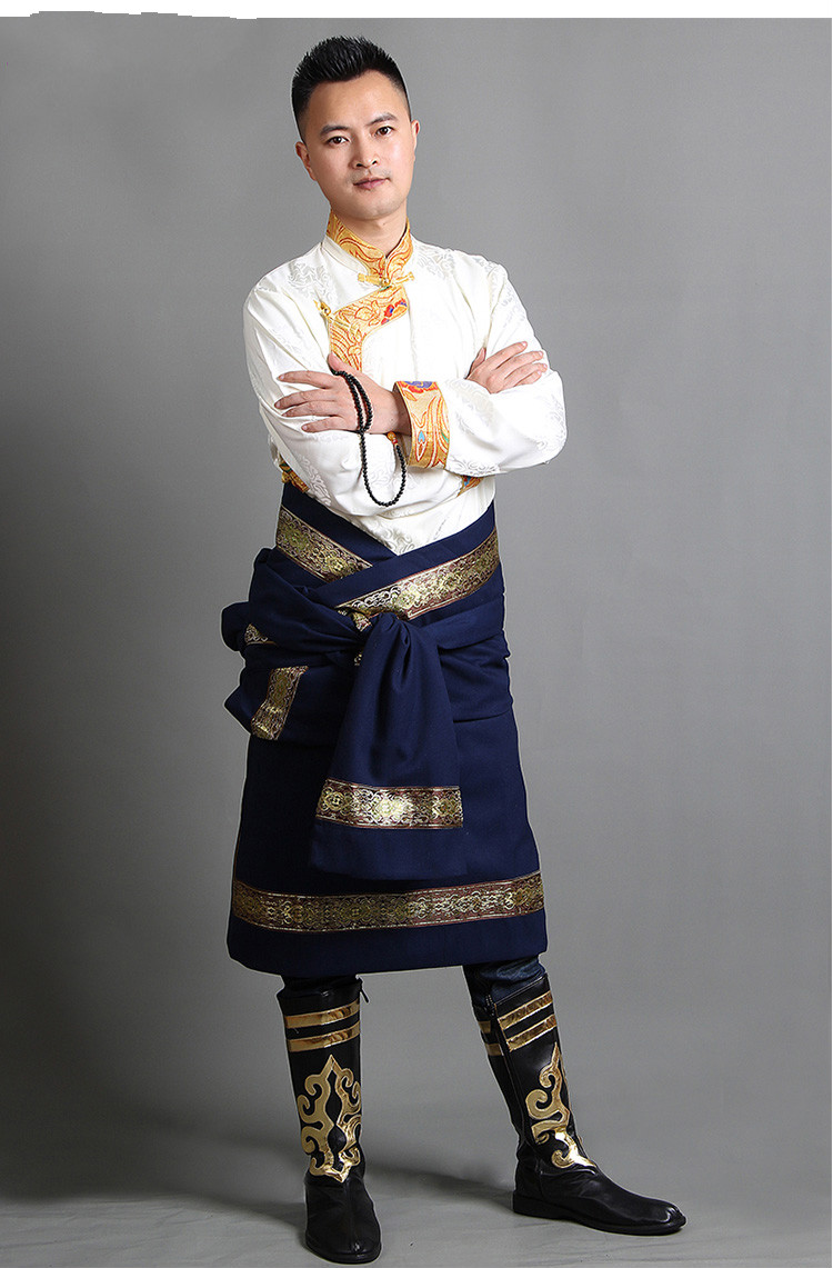 藏族服装男藏装藏袍男西藏民族服装花边藏服服装织锦缎男款藏质定制款藏青色藏袍m 图片价格品牌报价 京东
