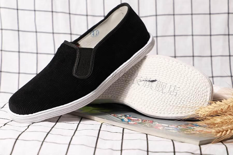 御坊条绒男士透气吸汗百搭千层底休闲鞋夏季灯芯绒老北京布鞋男tyburn