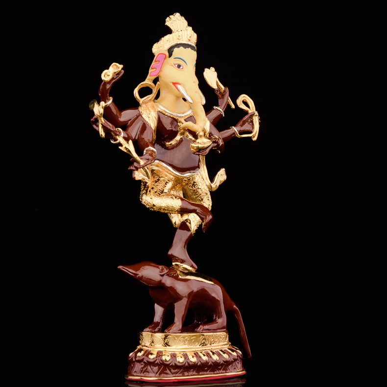 台湾盛凡红财神佛像密宗象鼻财神象头神金刚杵黄铜鎏金藏传佛教 sm23