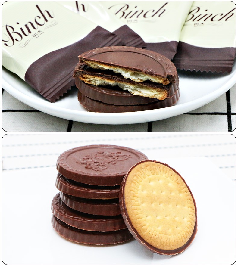 韩国进口食品乐天宾驰巧克力饼干102gx6盒独立包装分享小零食充饥早餐