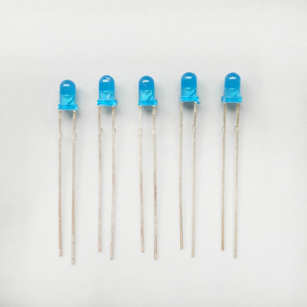 3mm5mm发光二极管指示灯f3f5红发红蓝黄绿橙白光色led灯珠高亮 蓝发蓝