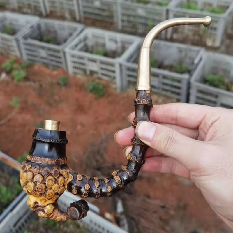 老式旱烟斗 竹根烟斗 紫竹烟斗竹根烟杆贵州黑竹子烟杆手工老式黑竹