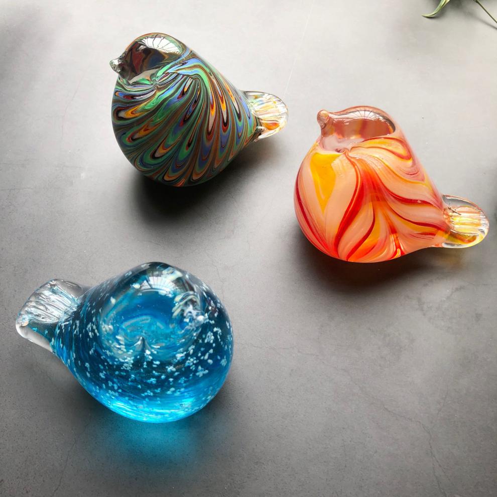 手作蓝玻璃蛙 小摆件ins创意可爱动物北欧网红汽车内饰品抖音书桌镇纸