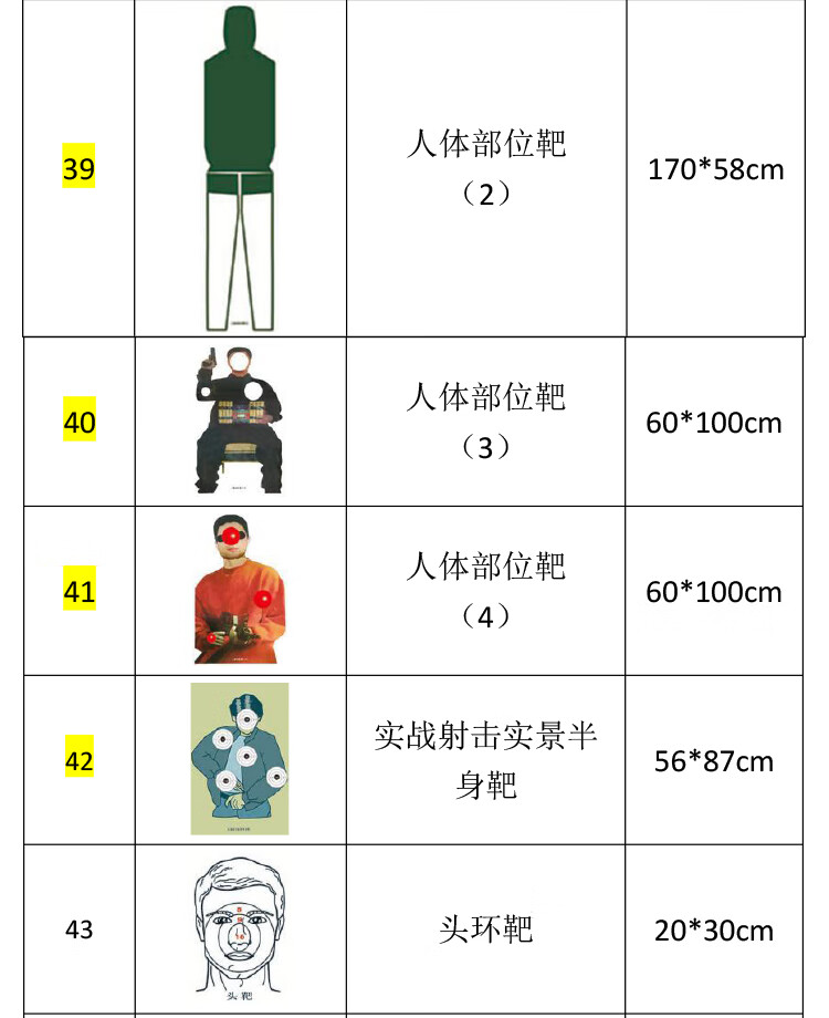 信必睿射击靶纸环靶纸几何图形12t型头靶纸人质头靶纸肘靶纸侧身头像