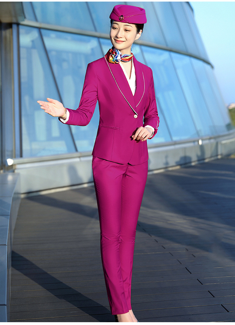 南航空姐制服职业装套装女裙裤高铁乘务员空乘面试正装工装工作服玫