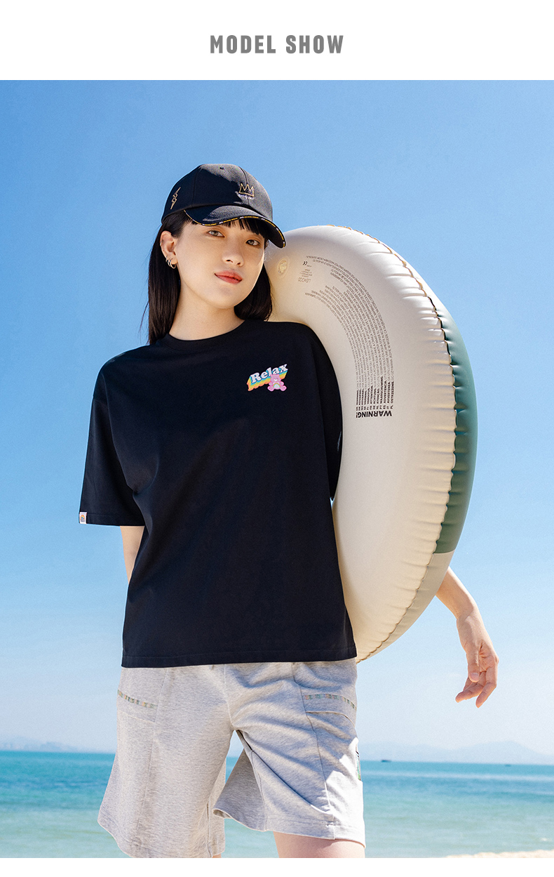 安踏爱心小熊联名短袖t恤女2022夏季新款潮流可爱宽松上衣女162228133