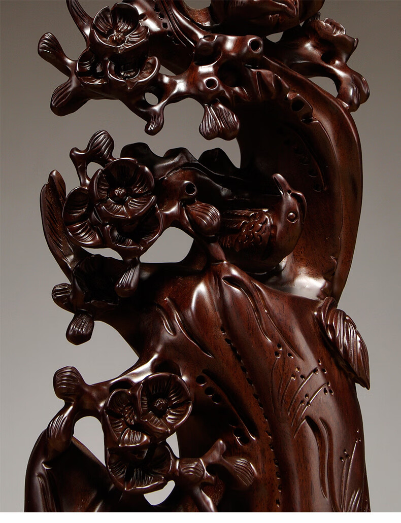 仙松品 木雕喜上眉梢摆件工艺品 实木红木大型根雕落地电视柜酒柜客厅