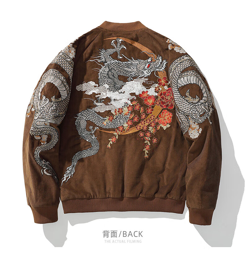 三代目朱雀四神兽横须贺刺绣龙夹克外套加棉棒球领男款日系中国风