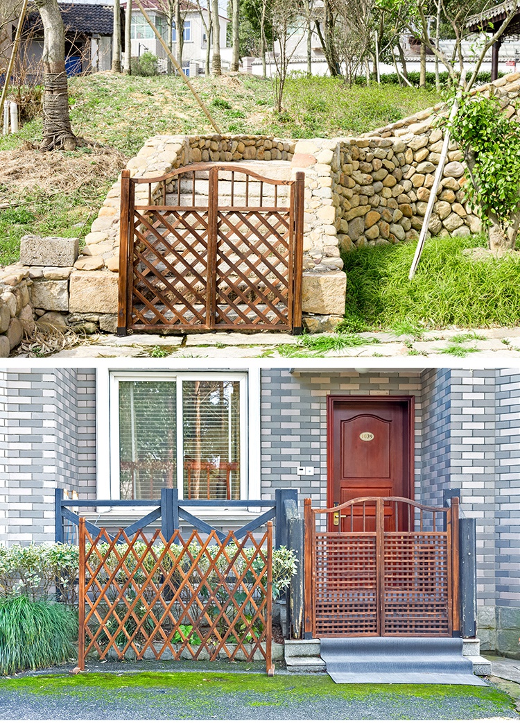 花园栅栏门庭院花园门围栏篱笆门室外防腐木门户外家用实木双开门