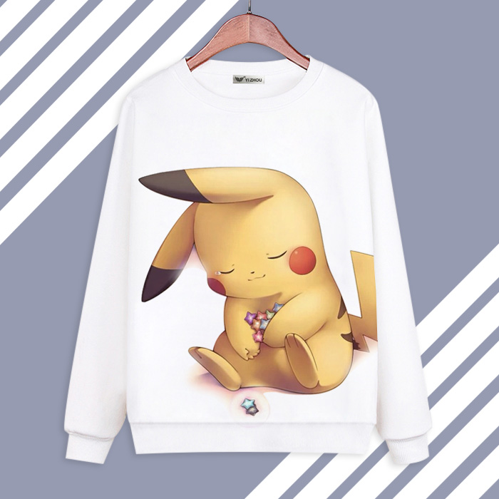 口袋宠物小精灵神奇皮卡丘动漫游戏周边可爱卫衣长袖男女衣服 1 s