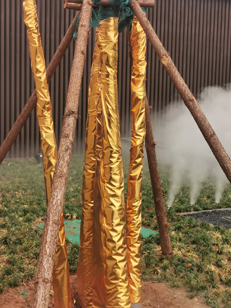 极惠家 烫金布料包柱子褶皱包树金布包墙装饰金色婚庆节日舞台抓皱