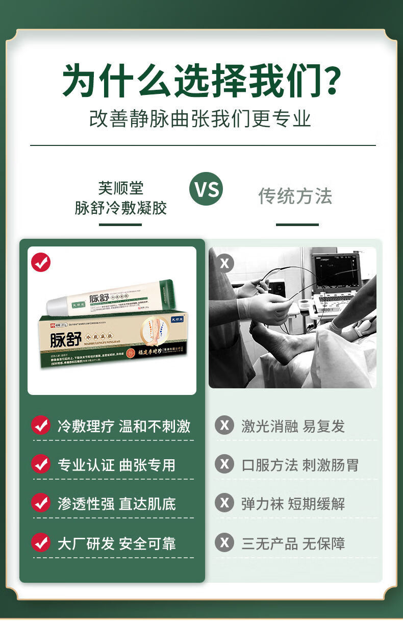 脉舒芙顺堂脉舒凝胶芙顺堂脉舒静脉曲张腿部外用脉舒冷敷凝胶蚯蚓腿