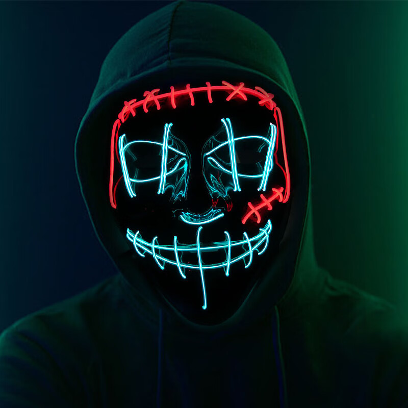 堡垒之夜天狐发光面具狐狸万圣节派对猫脸led狂欢夜面罩脸谱表演科技