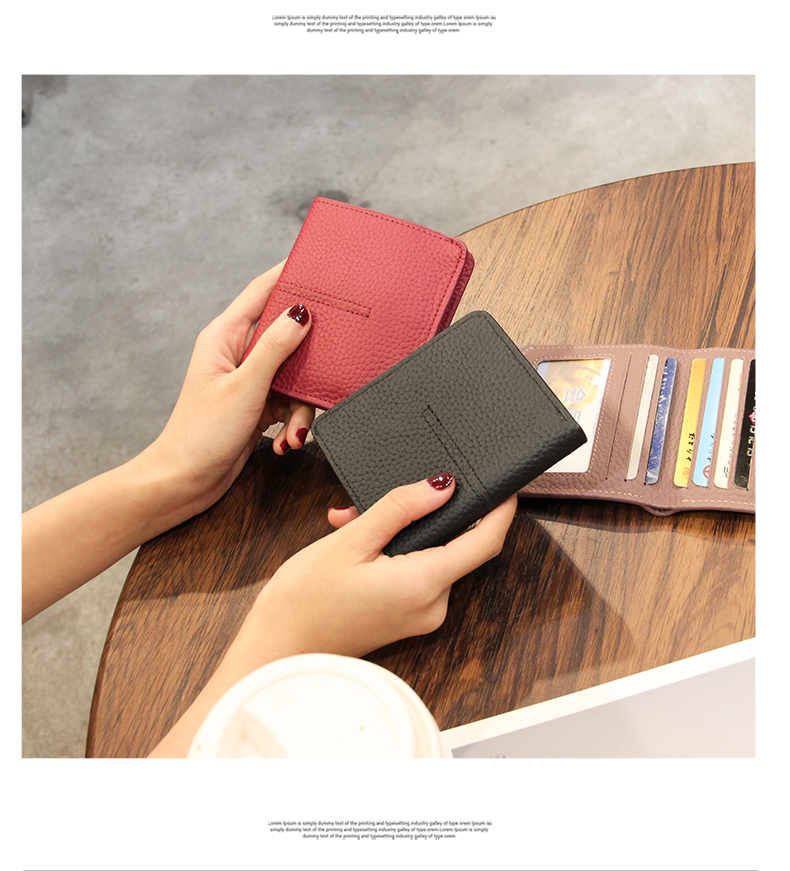 女士卡包超薄新款头层牛皮卡包女士小巧精致简约车缝线短款多卡位钱包