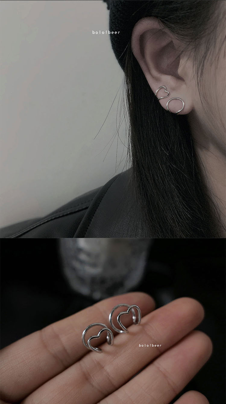倪曼简约爱心耳夹无耳洞女ins耳环女气质冷淡风个性几何复古无耳洞女