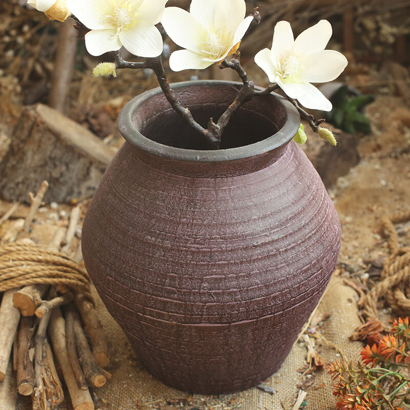 手工陶罐粗陶多肉花盆复古摆件花瓶花器土陶罐瓦罐插干花器mdng 303号