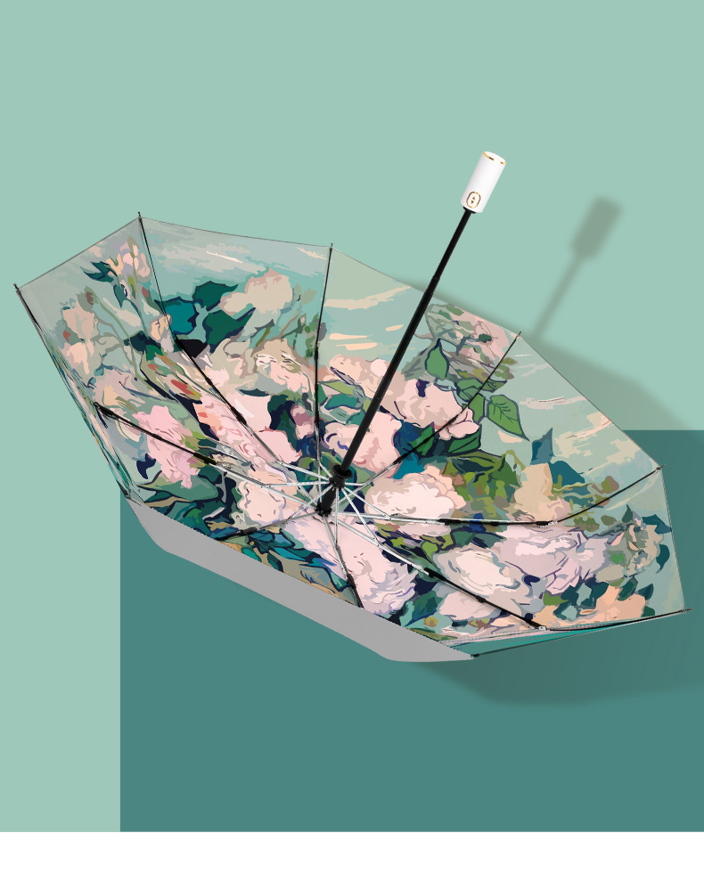 天堂伞梵高油画天堂伞梵高油画太阳伞防晒紫外线晴雨两用女折叠小巧