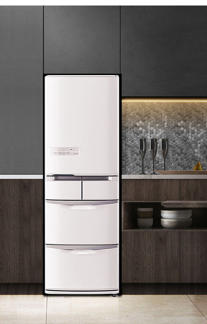 hitachi日立冰箱401l日本家用风冷无霜多门rs42kc珍珠白色