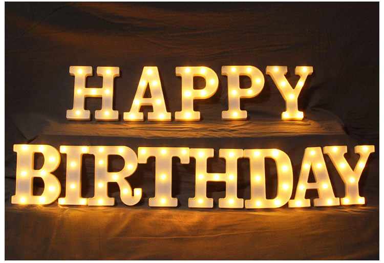 led字母灯发光字牌英文生日快乐装饰灯浪漫求婚表白场景布置暖色3米