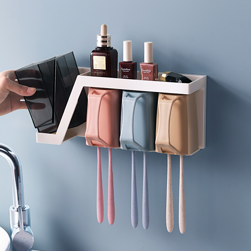 佳佰 吸壁式牙刷架漱口杯架刷牙杯架浴室免打孔牙膏牙缸架卫间置物架