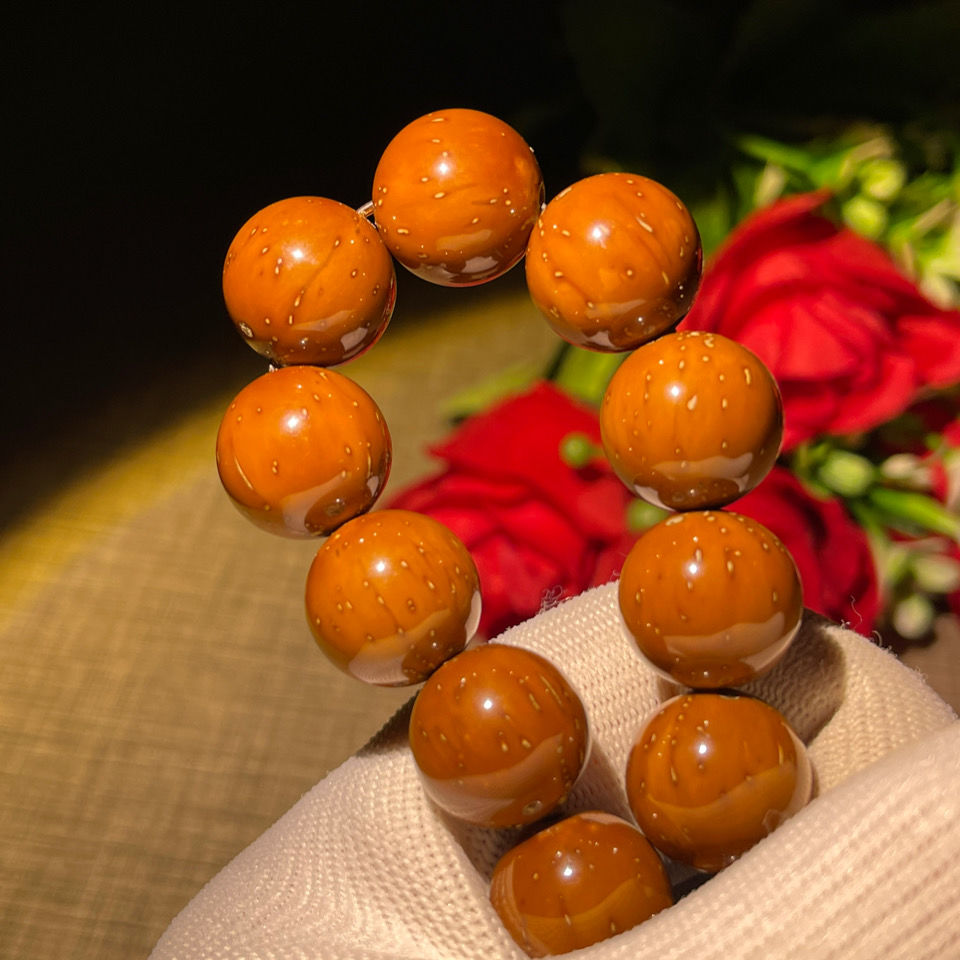 若姿莱紫金鼠光珠桶珠手串正圆菩提子实心鼠文玩佛珠手持13mm精品紫金