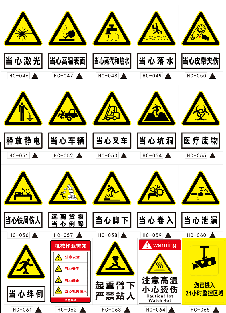 彬策 当心高温小心烫伤警示牌小心开水当心烫手注意高温标识提示牌
