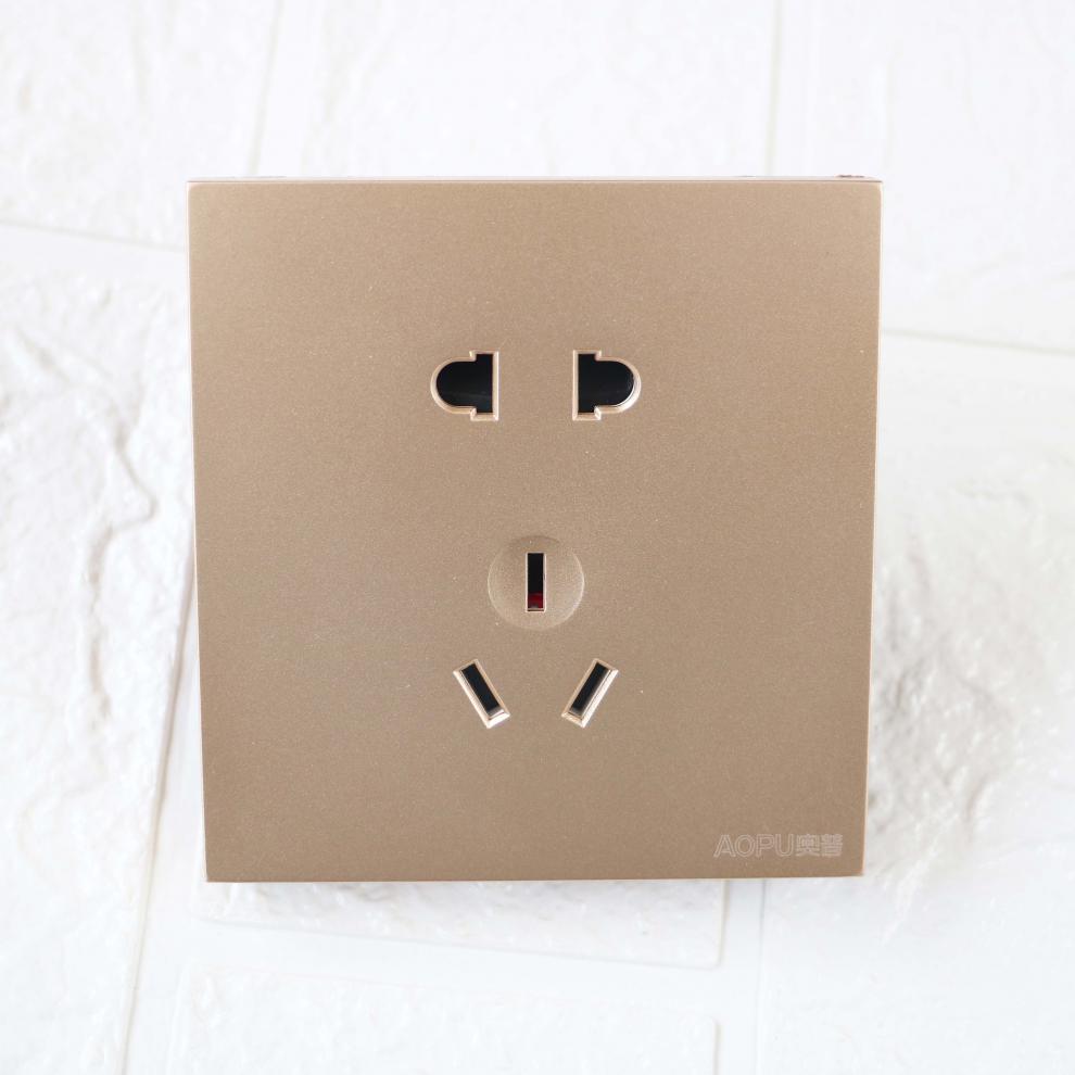 奥普开关面板 奥普开关插座面板大功率e5系列定制款一开单开五孔灰色