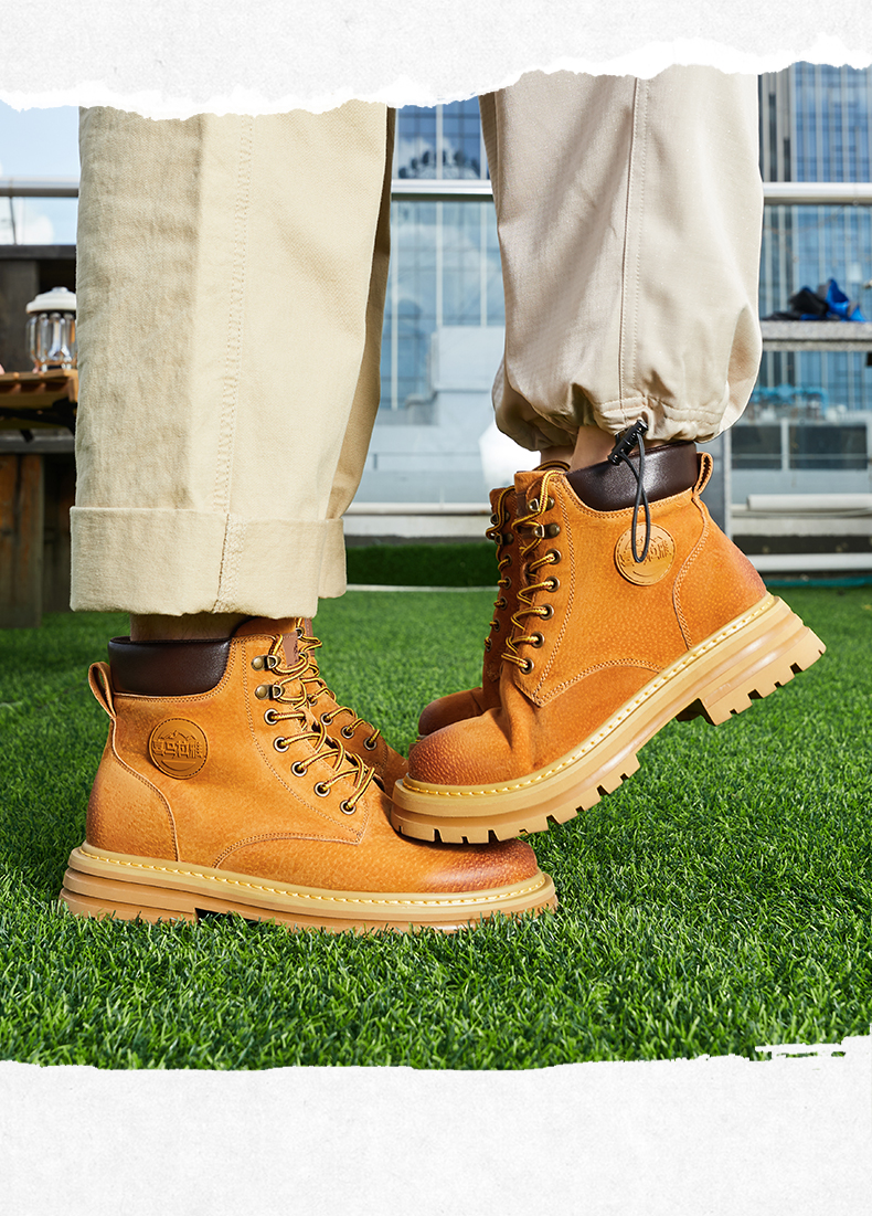 camel骆驼官方店 2022秋季新款 情侣大黄靴复古英伦风厚底马丁靴户外