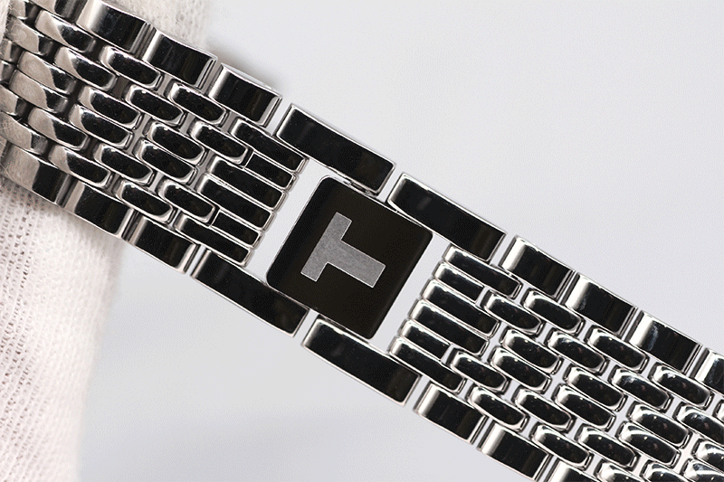 适用天梭心意表带男款t870 970钢表链女款t825 925t57钢带 银色 12mm