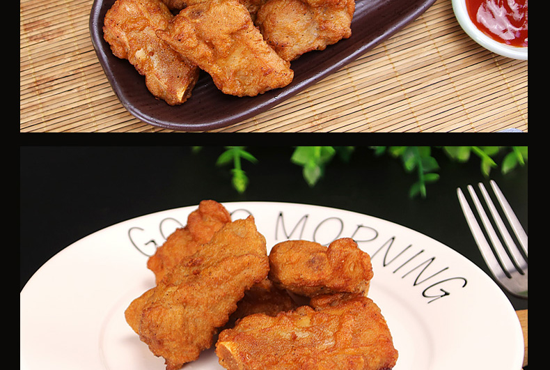 蒜香排骨炸排骨裹粉炸酥排骨香酥油炸如意三寶蒜香骨半成品速凍