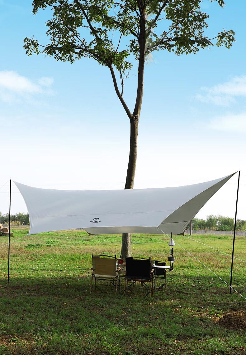 4铝支撑杆超轻露营防晒遮阳帐篷 蝶形米白天幕布(仅含风绳)【图片