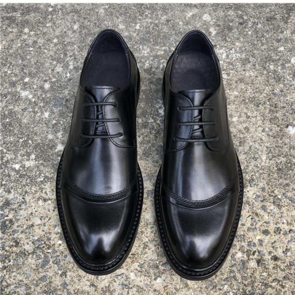 保障三接头皮鞋男商务正装真牛皮英伦风软底透气头层牛皮男士工作鞋