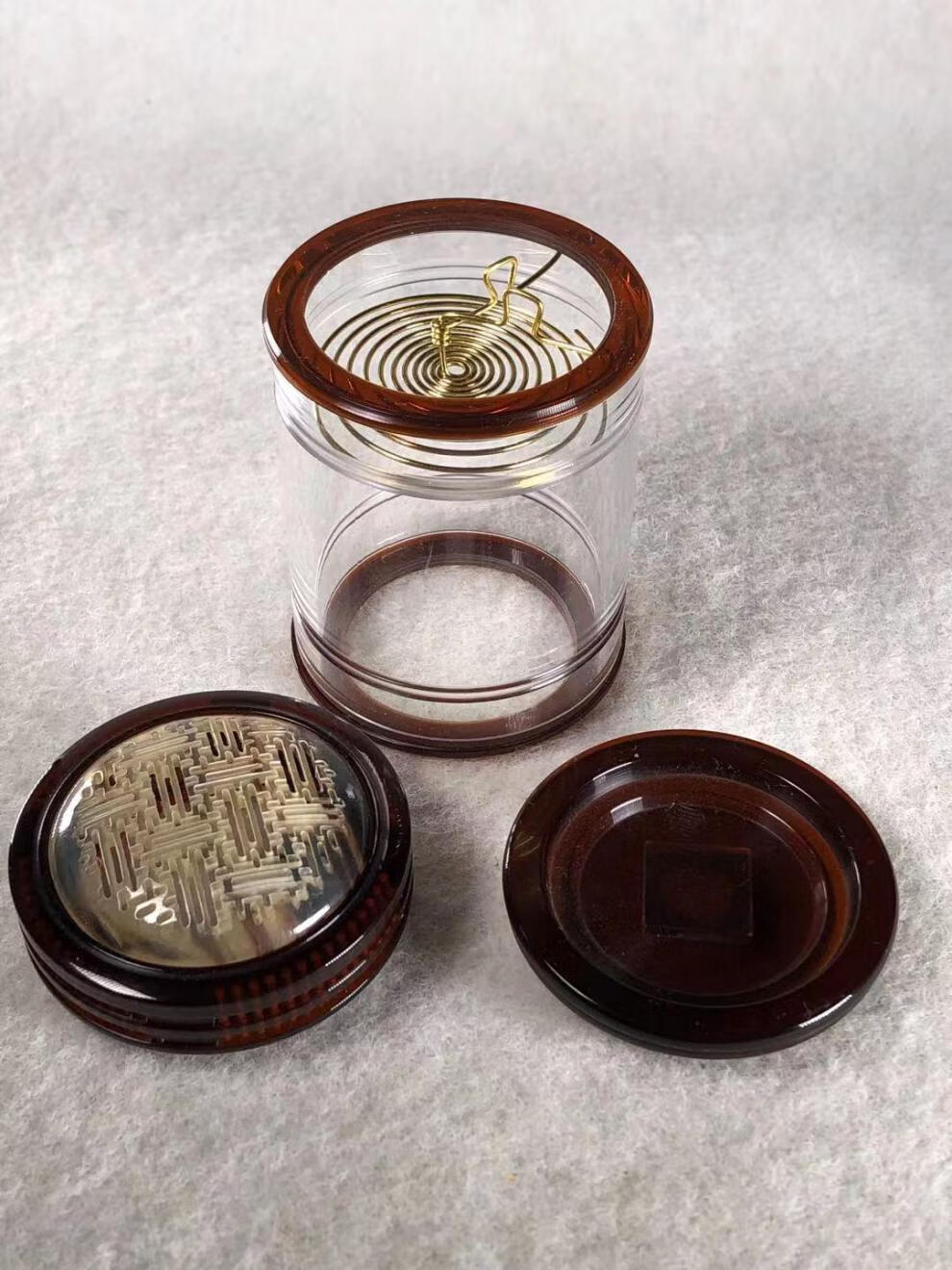 上海老谭蝈蝈罐 上海老谭茶色竹丝双窗带蒙心60亚有机蝈蝈罐蝈蝈叫罐