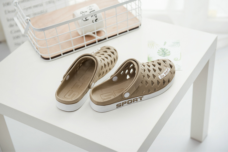 越南橡胶底男凉鞋夏季情侣洞洞鞋女凉拖平底两穿果冻鞋沙滩鞋 灰色(偏