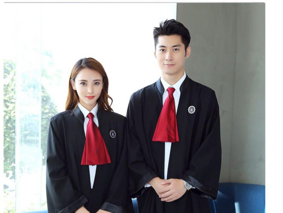 富伊熊律师袍律师袍男装服装律协制服行政职业装徽章领带律师服黑色女