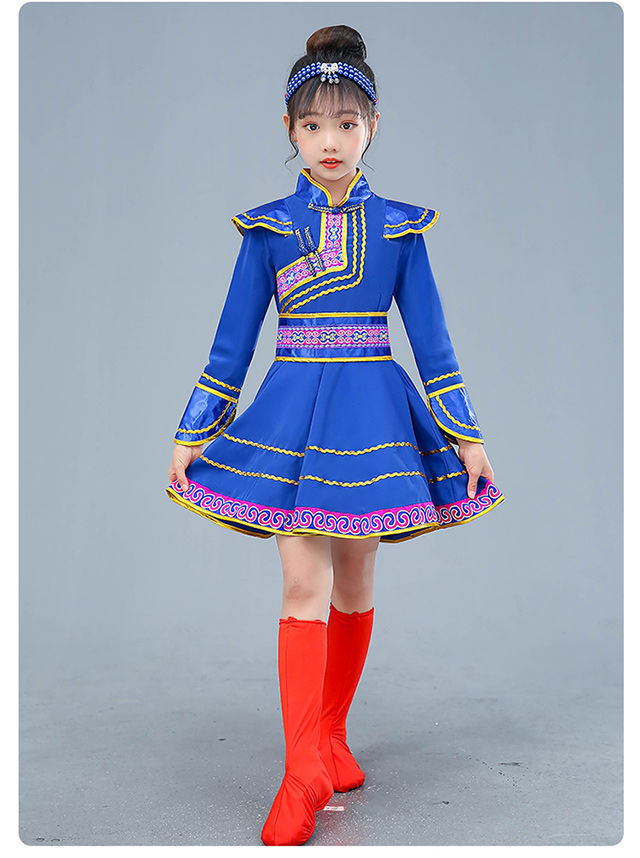 夏庄民族服饰六一儿童少数民族服装男女童蒙古族舞蹈服少儿演出服蒙古
