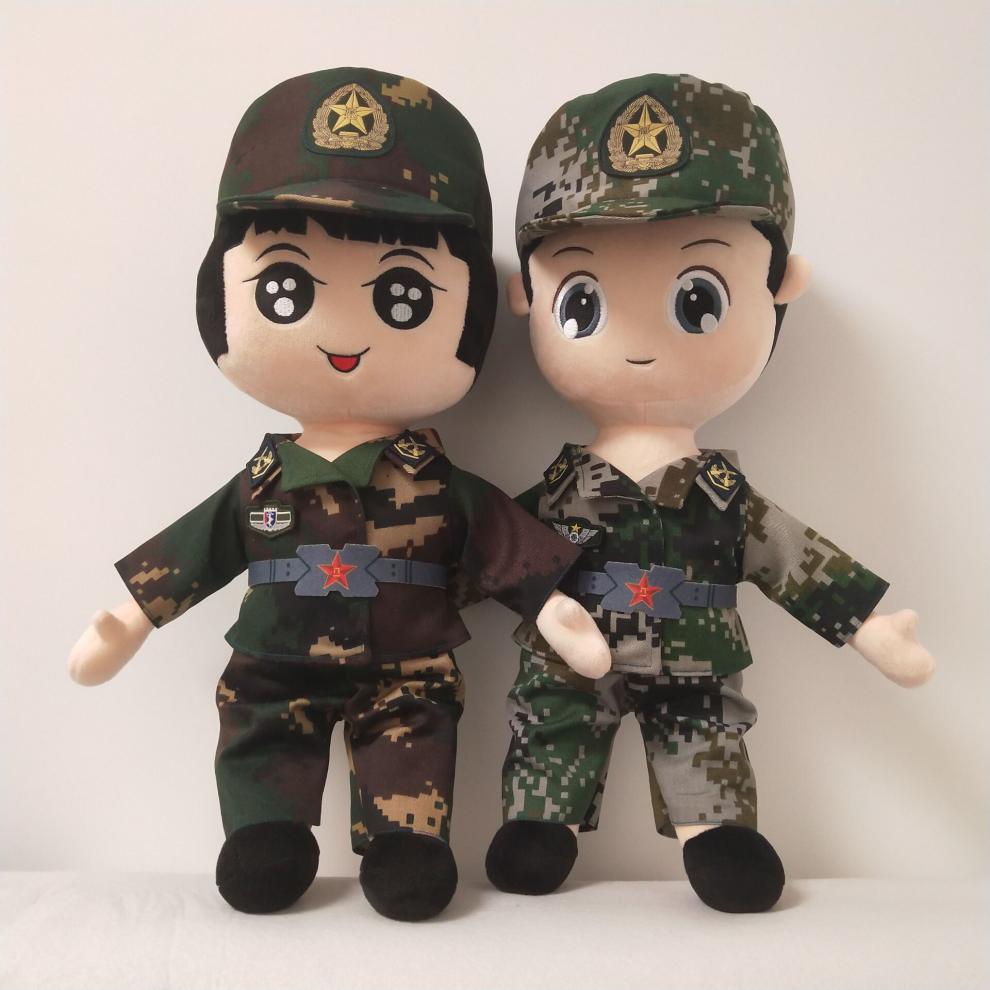 公仔武警军人布绒玩偶解放军军人娃娃迷彩玩偶兵哥哥公仔车头压床战友