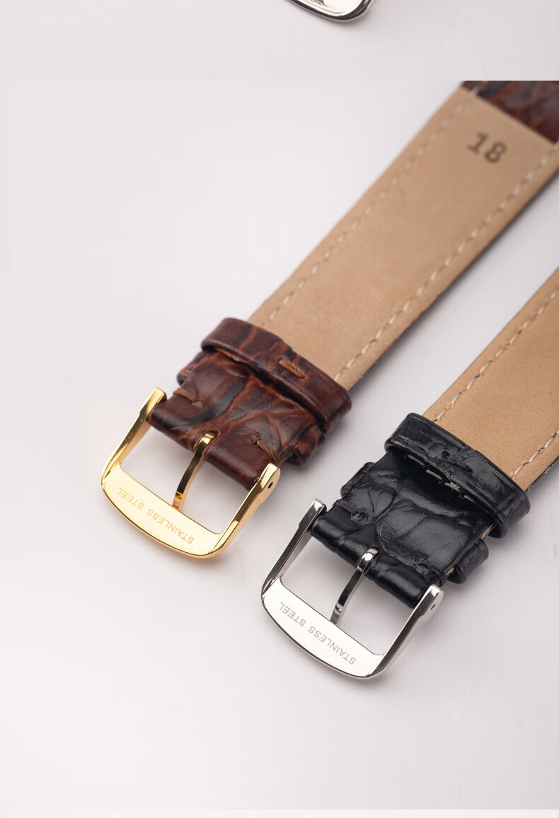 原装浪琴嘉岚表带男女13 18 20mm瑰丽律雅鳄鱼纹手表皮带 黑色(金色扣