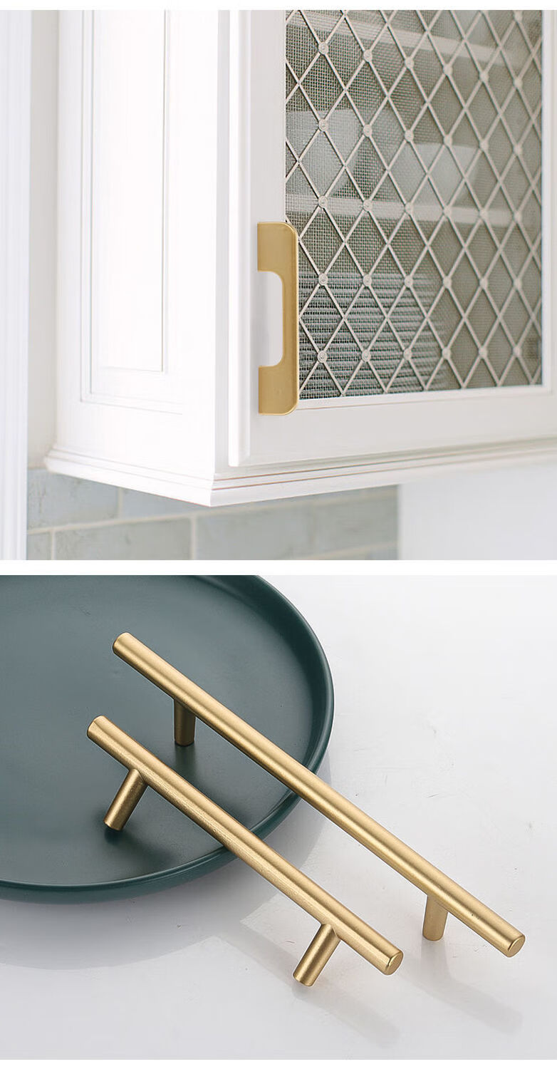 轻奢金色珍珠金柜门拉手橱柜衣柜鞋柜餐边柜门把手铝合金实心加厚 汐