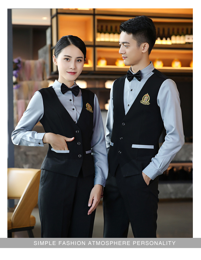 酒店西餐厅服务员工作服长袖衬衫男女秋冬装咖啡厅饭店餐饮员工制服女