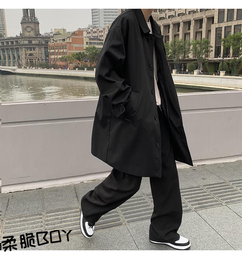 世纪男孩(centuryboy)肯辛顿风衣男卡其色感炸街教父外套中长款德式